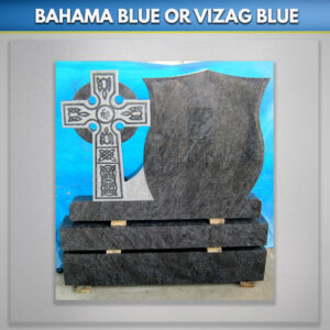 Crest Cross Blue Lagoon Granite Headstone