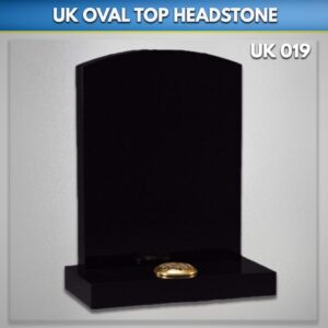Oval-top-black-granite headstone