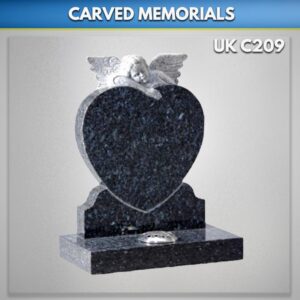 baby-angel-Carved-on-Heart-Headstone-blue-pearl