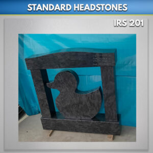 Apex top Duck bahama blue granite headstone
