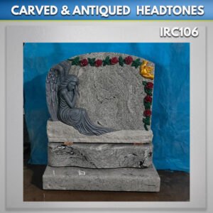 Carved-Angel-with-Roses-and-Claddagh-Viscount-white-Headstone