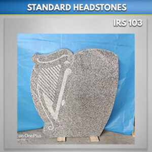 Grey Harp Etched Granite Headstone