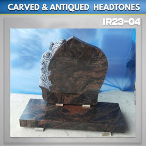 Carved-Roses-Aurora-Granite-headstone-set
