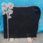 Carved-Roses-black-Granite-headstone-Pitched-natural