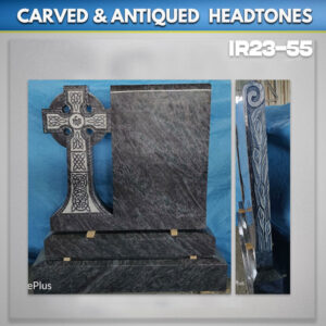 Lilly-Scroll-Carving-bahama-blue-granite-monument-ireland