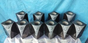Roses Carved on Granite Grave Vases